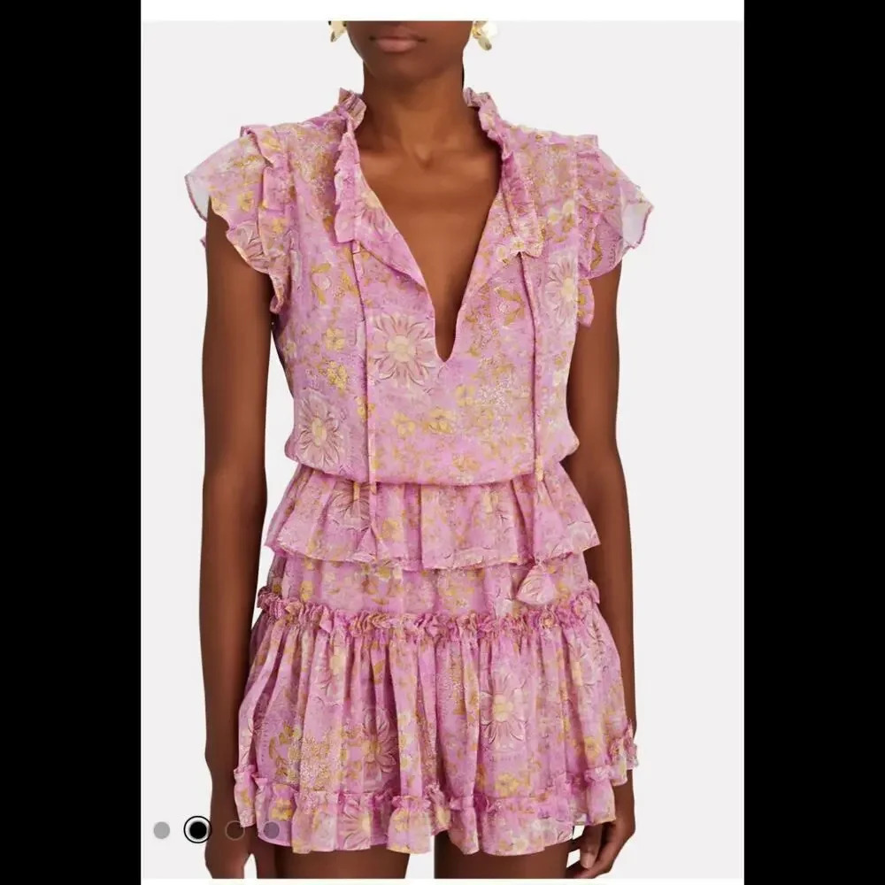 Misa Lilian Ruffled Chiffon Mini Dress